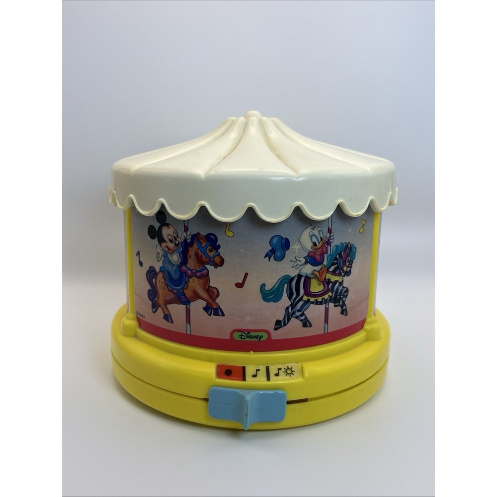 1988 Disney Dreamtime Night Light Carousel Musical Projector Mickey Donald -READ